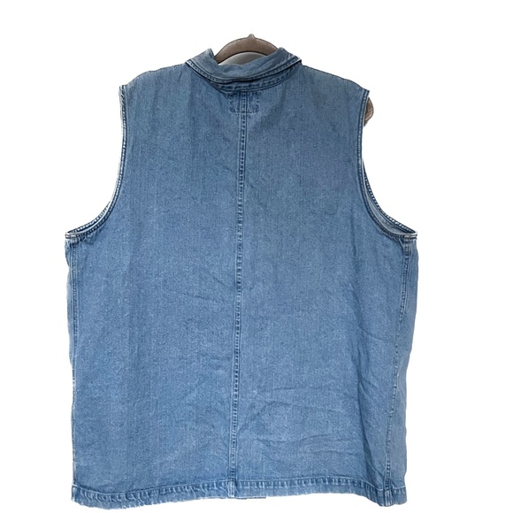 Kikomo Blue Jeans Vest Shirt Sleeveless Button Up Denim Cotton Sz 2X Pockets Vtg - Picture 4 of 5